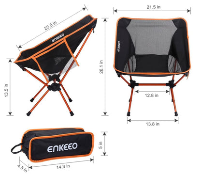 ENKEEO Chaise de Camping Pliable Chaise Camping Ultra-Légères Portatives avec Le Sac de Transport (1,2 kg) neuf