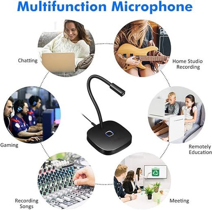 Microphone PC USB Plug & Play, Micro d'enregistrement avec Bouton Muet neuf