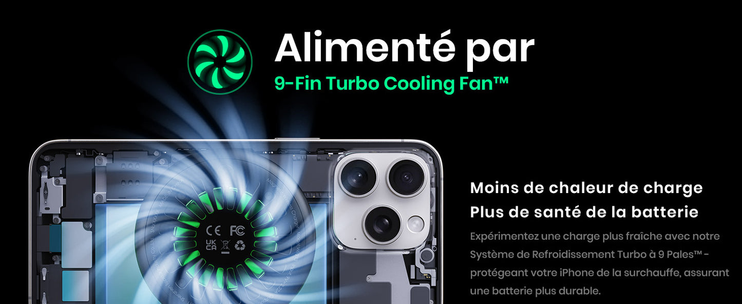 Chargeur Magsafe pour smartphone, 15W Wireless Induction, Magnétique sans Fil avec ventilateur