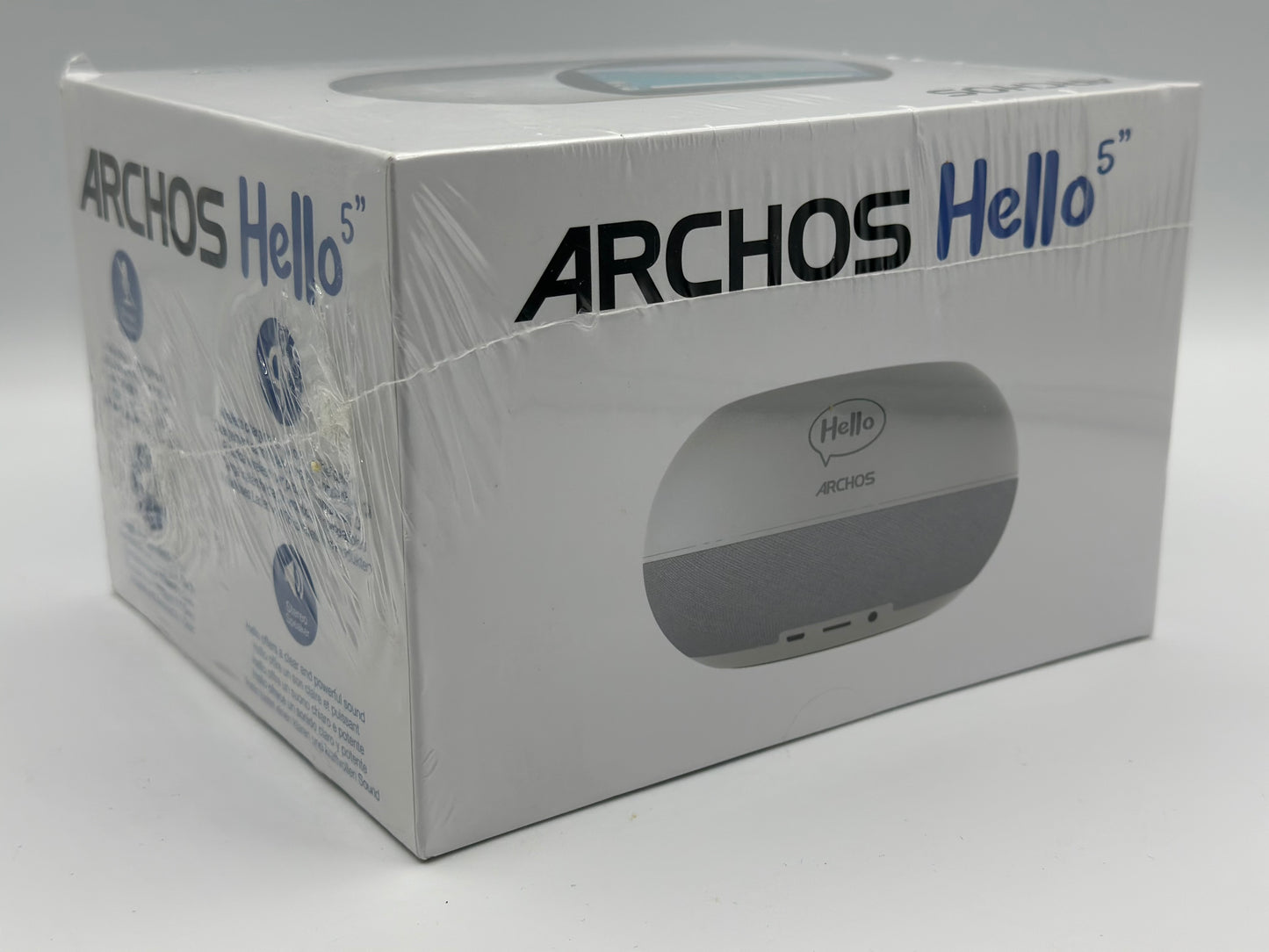 Assistant vocal - Hello 5 - Gris et Bois - Bluetooth - WiFi - USB - Ecran tactile 5" - 16 Go