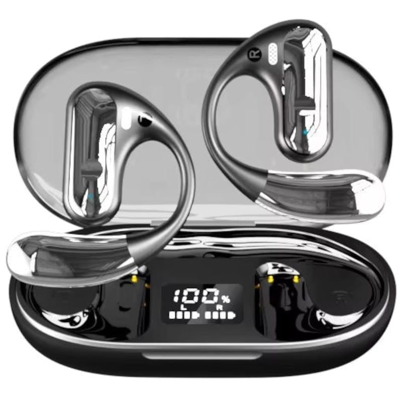 Écouteurs Bluetooth , en noir, driver de 16 mm pour un son puissant, microphone avec un angle de 85º et design Open Ear