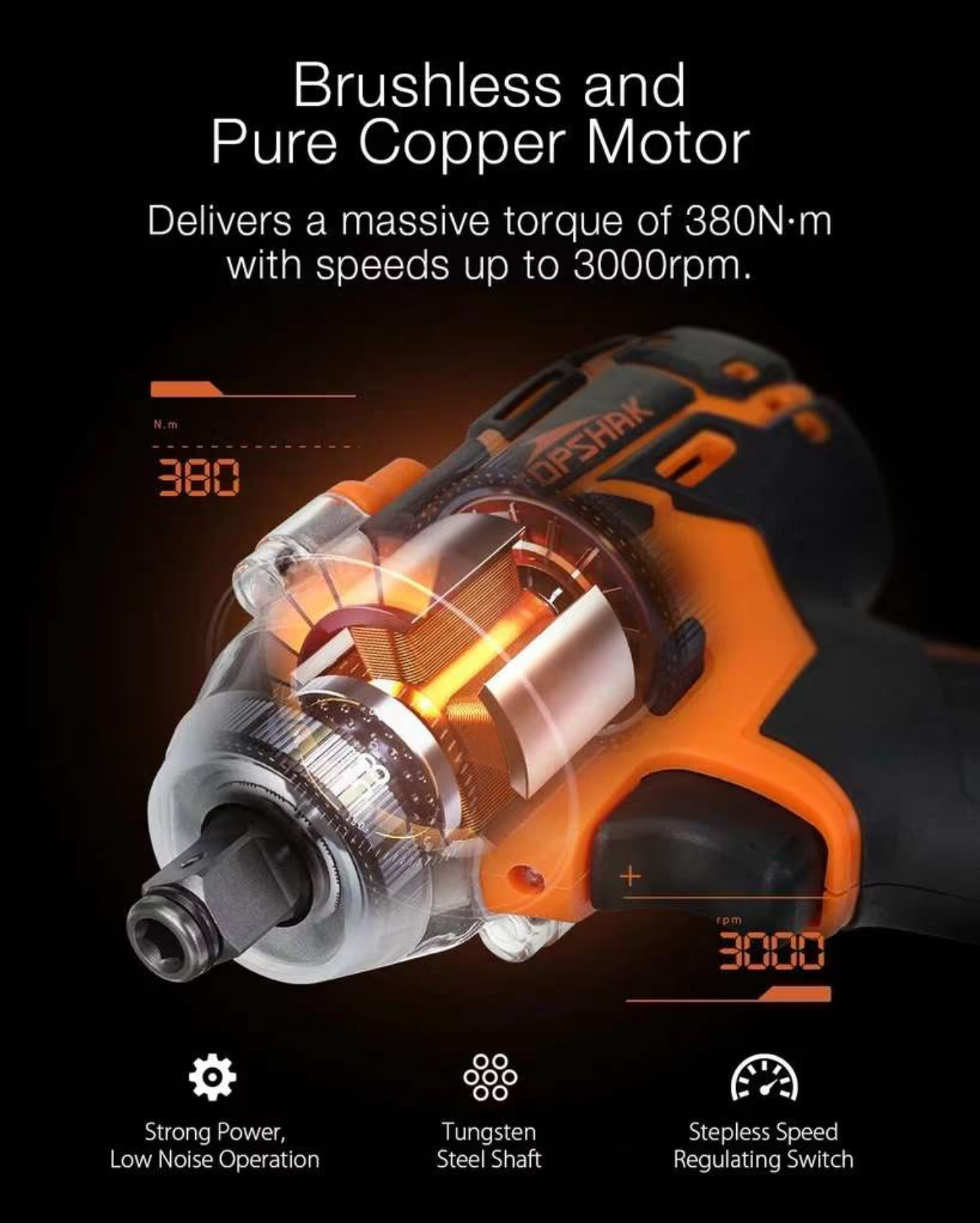 Clé à chocs sans fil brushless 18V, Chargeur, 1 batterie 3.0Ah (Compatible batterie 18V LXT Makita neuve