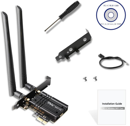 Ubit Carte Réseau WiFi 6E AX210 PCIe Carte WiFi | Max 5374Mbps avec BT 5.3| Adaptateur sans Fil Tri-Bande 802.11AX avec MU-MIMO,OFDMA,Ultra-Low Latency | Soutien Windows 10/11 64bit
