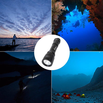 Lampe de poche Volador pour la plongée, 1000 lumens, rechargeable, lampe de poche sous-marine, 150 mètres de plongée, avec 1 x 18650 batterie et chargeur, lampe de poche de plongée