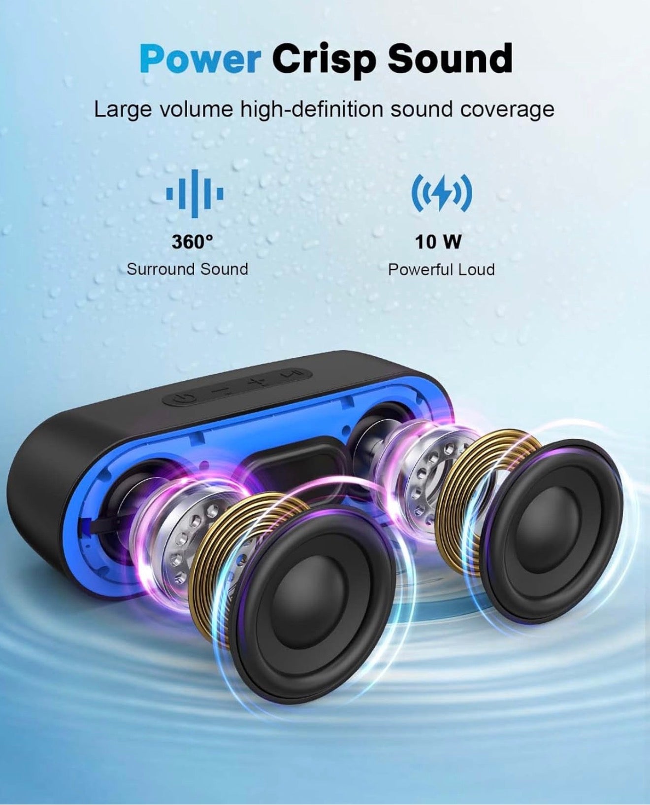 Haut-parleurs Bluetooth, haut-parleurs portables étanches avec TWS, 24 heures de lecture, son stéréo, sans fil pour la maison Douche Piscine Plage Extérieur (noir)