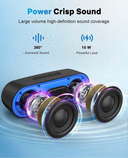 Haut-parleurs Bluetooth, haut-parleurs portables étanches avec TWS, 24 heures de lecture, son stéréo, sans fil pour la maison Douche Piscine Plage Extérieur (noir)