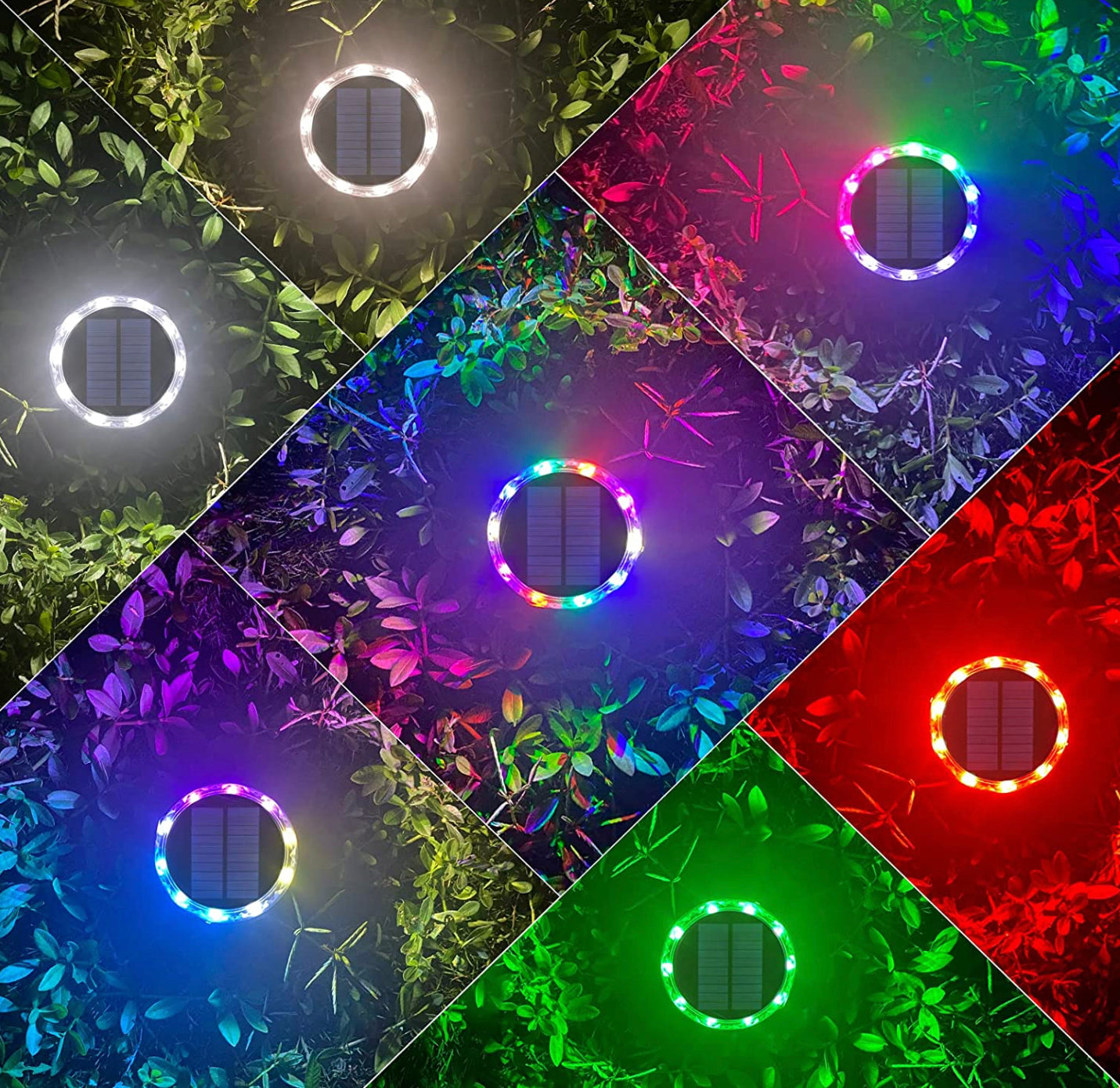 Spots solaires avec télécommande 30 LED RGB avec 21 changements de couleur pour jardin (2pieces)