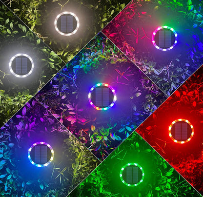 Spots solaires avec télécommande 30 LED RGB avec 21 changements de couleur pour jardin (2pieces)