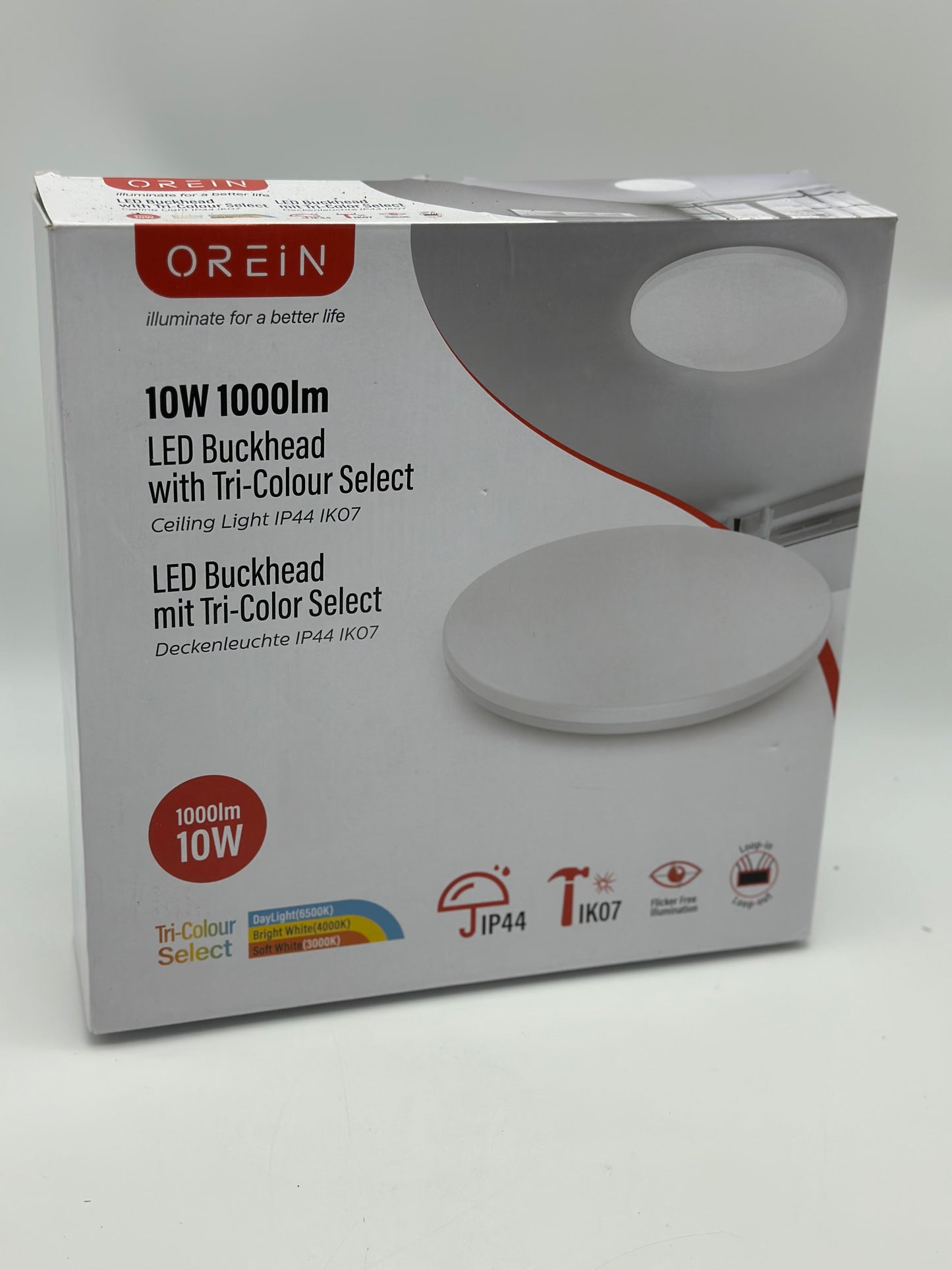 Plafonnier LED Ø30cm Rond 3000K-4000K-6500K 10W 1000LM IK07 Antichoc IP44 étanche éclairage LED Lampe de Plafond Luminaire