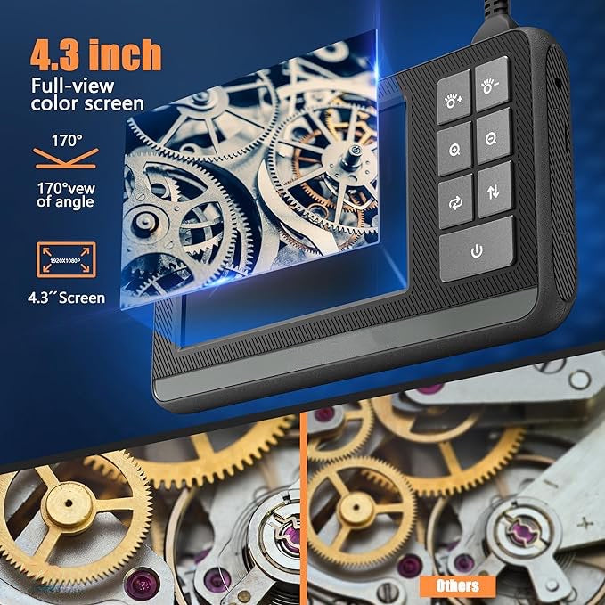 Endoscope Industriel HD IPS de 4,3" avec égout étanche IP67 Portable avec 8 Lumières LED longueur 5m