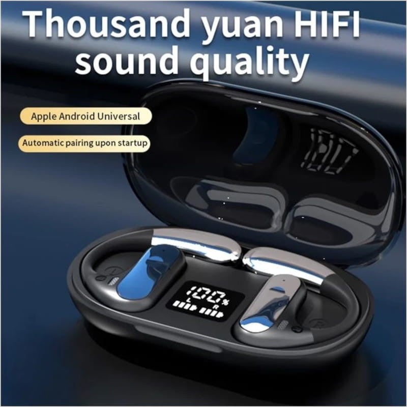 Écouteurs Bluetooth , en noir, driver de 16 mm pour un son puissant, microphone avec un angle de 85º et design Open Ear