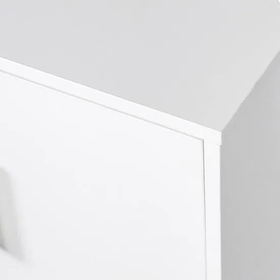 Meuble TV d'angle - 2 portes - Décor mélaminé Blanc - Pieds en bois massif - L90 x P35 x H55 cm neuf