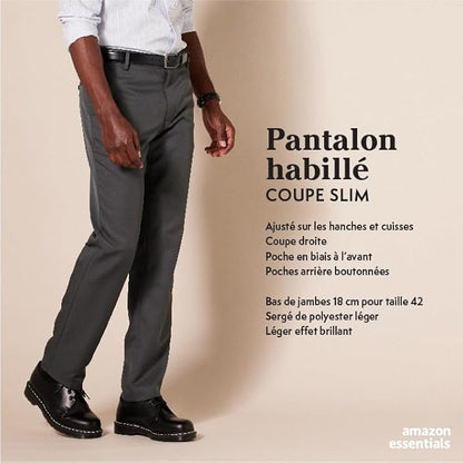 Amazon Essentials Pantalon de Costume Coupe Slim sans Pinces Homme