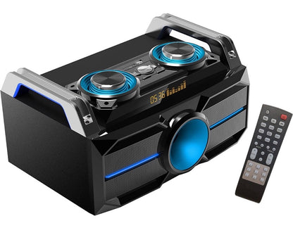 Système de son portable tout-en-1 de 100W avec LEDs sur les haut-parleurs - Bluetooth, USB, SD, FM