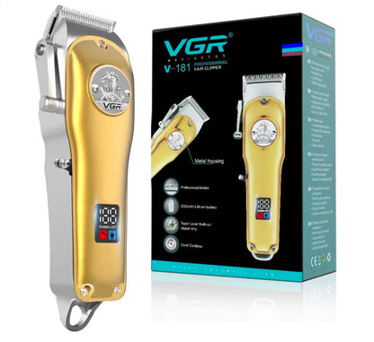 Tondeuse à cheveux professionnelle pour homme, câble USB/sans fil, rechargeable avec écran LED (doré)