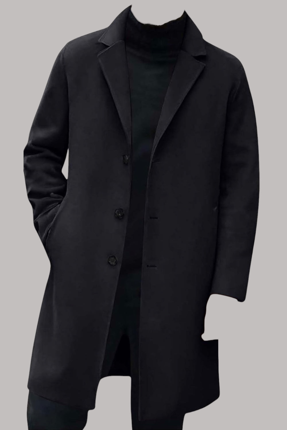 Manteau Homme en Laine Automne-Hiver Longue Simple Boutonnage Blouson Business Vetements Regular Fit Coupe Vent mi Saison