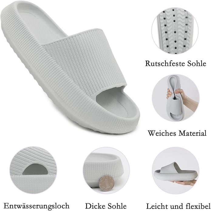 Pantoufle de Douche Femme Hommes Chaussons Antidérapants Été Maison Claquettes Léger Sandales de Piscine et Plage Séchage Rapide Slippers