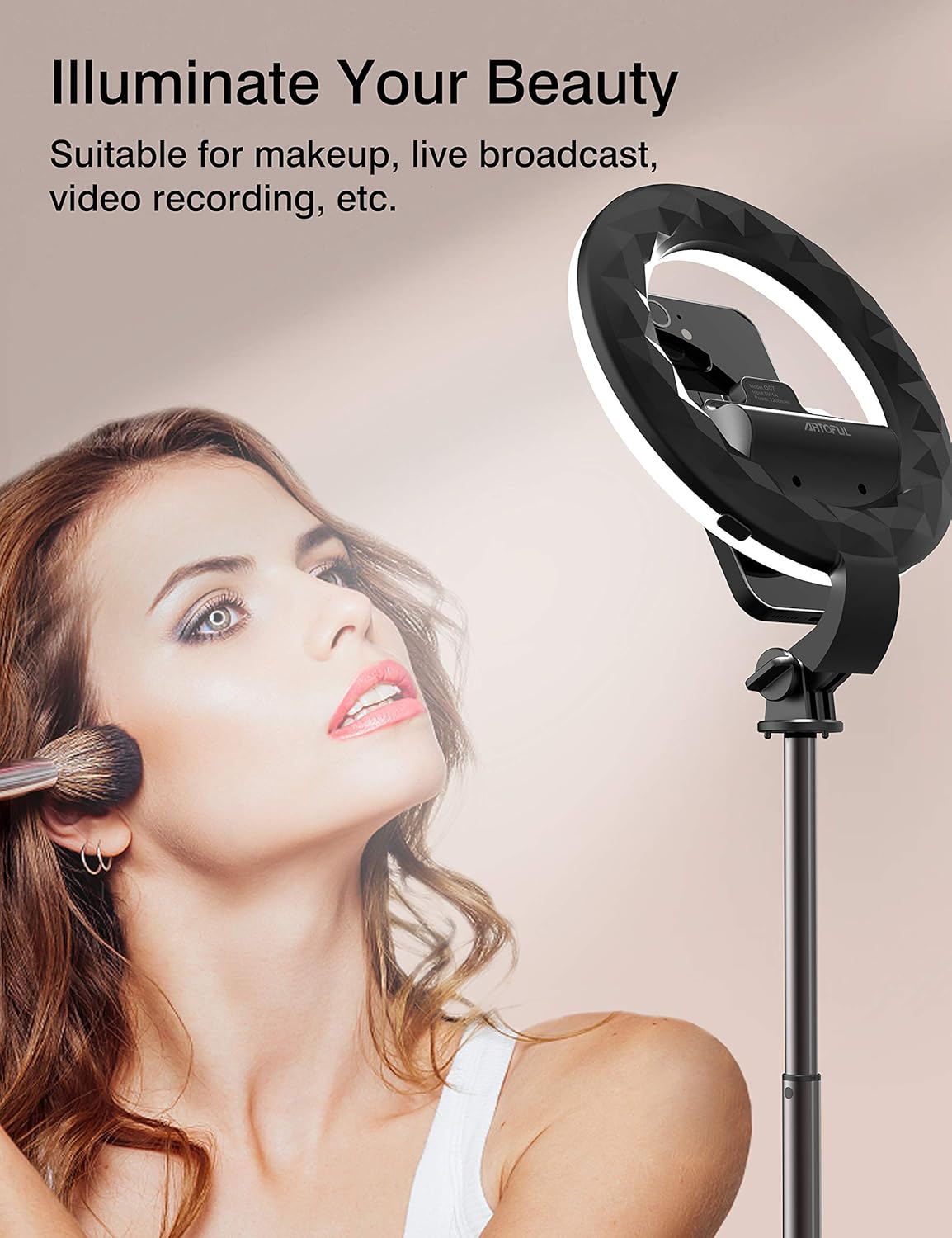 Artoful Perche Selfie Ring Light avec Trépied LED Lumière Anneau avec télécommande 3 Modes et 3 Luminosité Réglable Rotation 360° pour Tiktok, Maquillage, Youtube et Vlog pour iPhone & Android Phone