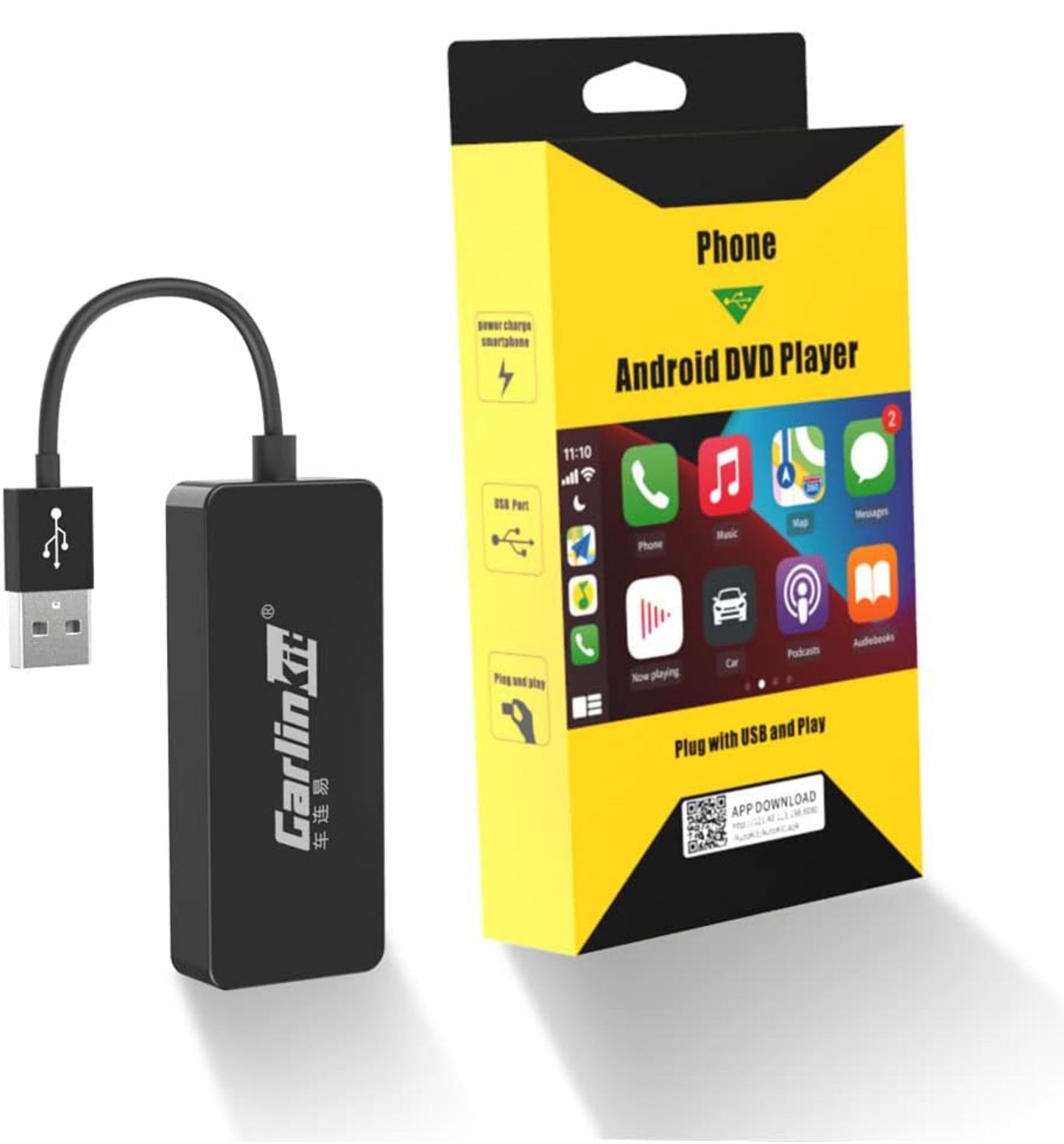 CarlinKit 2022 Nouveau CarPlay sans Fil and Filaire Android Auto Adaptateur,Applicable au système de Voiture Android de Rechange 5.0 ou supérieur(Veuillez Installer autokit.apk Avant d'acheter)