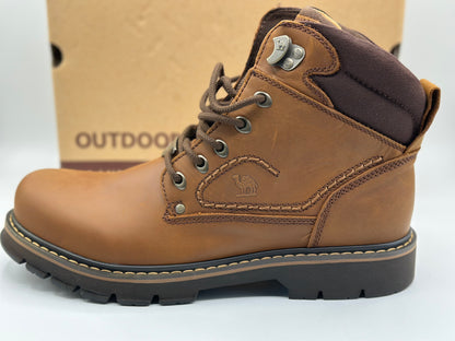 CAMEL CROWN Bottes à lacets Bottes de combat pour hommes Bottes de travail Bottes pour hommes Chaussures de travail en cuir Bottes de travail classiques à tige courte pour extérieur Bottes de loisirs antidérapantes