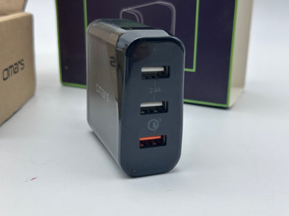 Omars Chargeur USB Secteur 30W, 1 x USB Quick Charge 3.0 & 2 x USB 5V 2.4A Total, Chargeur Mural Universel pour Samsung Galaxy S8 S8+ Note 8, HTC 10, LG G5 G6 Charge Rapide, iPhone X 8 8 Plus (Noir)