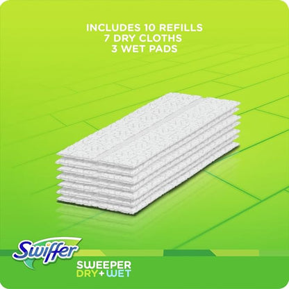 Swiffer Kit Complet Balai, 8 Lingettes Sèches + 3 Lingettes Humides, Idéal pour les Sols en Bois Neu