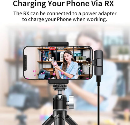 Microphones sans Fil pour Android, Microphone Bluetooth à Clipser sans Fil, Mini Microphone Cravate pour Enregistrement vidéo, Diffusion en Direct, Vlog, Youtube, TikTok (2 micros