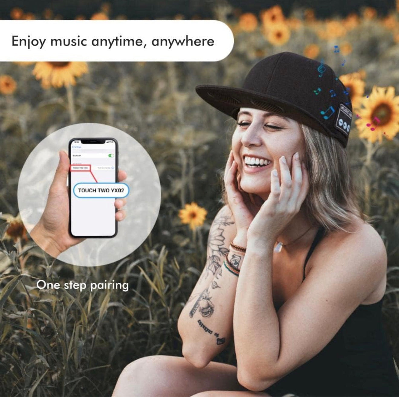 Casquette de Musique avec Haut-Parleur Bluetooth, Chapeau Bluetooth réglable avec Haut-Parleur Intelligent sans Fil Bluetooth 5.0, Casquette de Baseball Street Sports