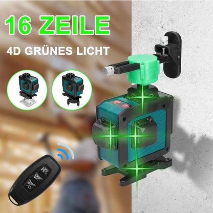 Laser lignes croisées avec trépied 4x360° 16 lignes laser lignes croisées 3 ° autonivelant avec support trépied,2 * 2400 mAh batteries et télécommande,support mural,cadre de levage