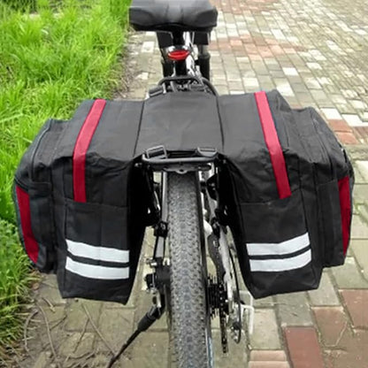 Sacoche de selle de vélo, double porte-bagages avec crochet réglable, poignée réfléchissante