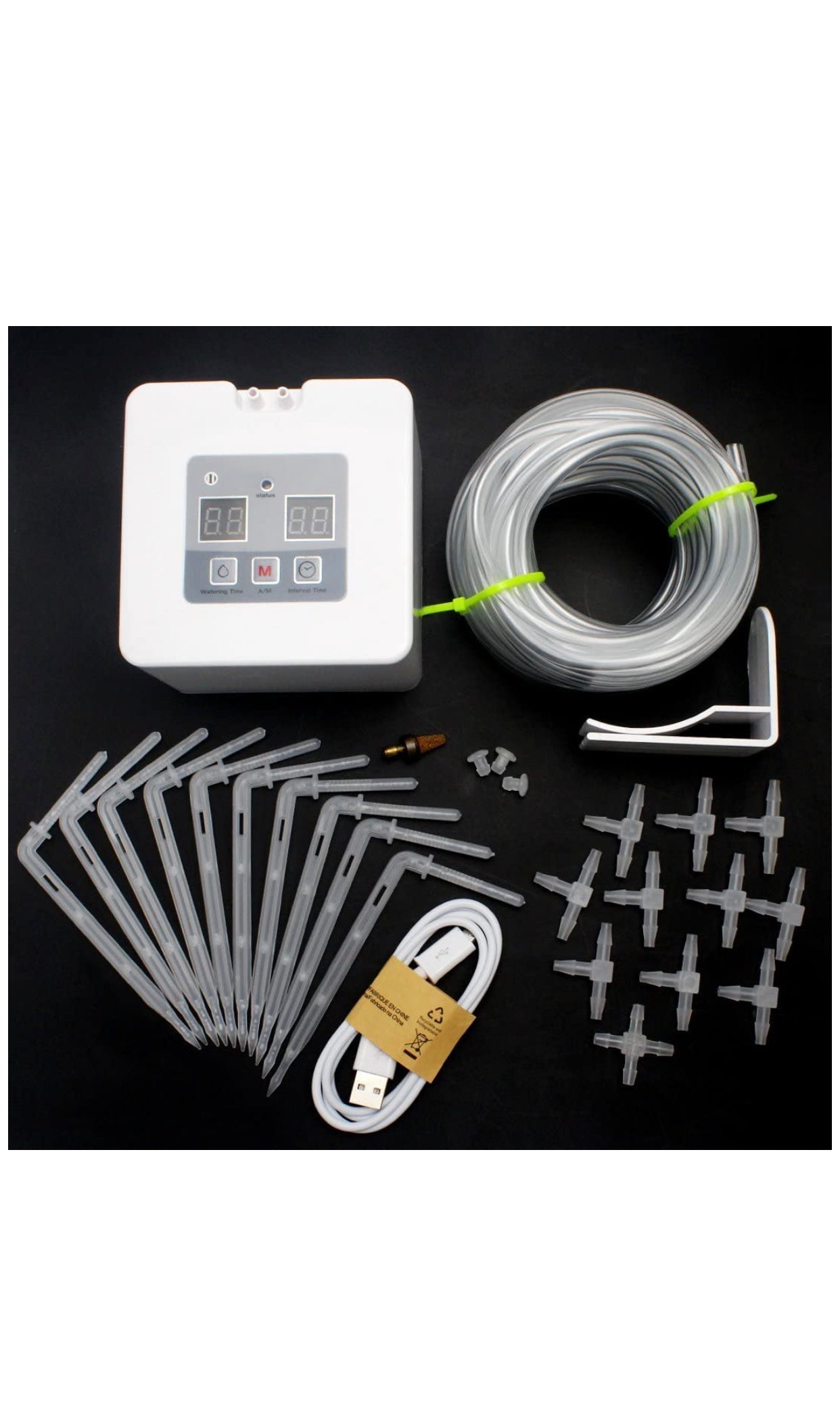 Kit d'irrigation Goutte à Goutte Automatique Micro, système d'auto-arrosage avec minuterie d'eau électronique de 30 Jours, Charge USB 5V pour 10 Plantes en Pot d'intérieur