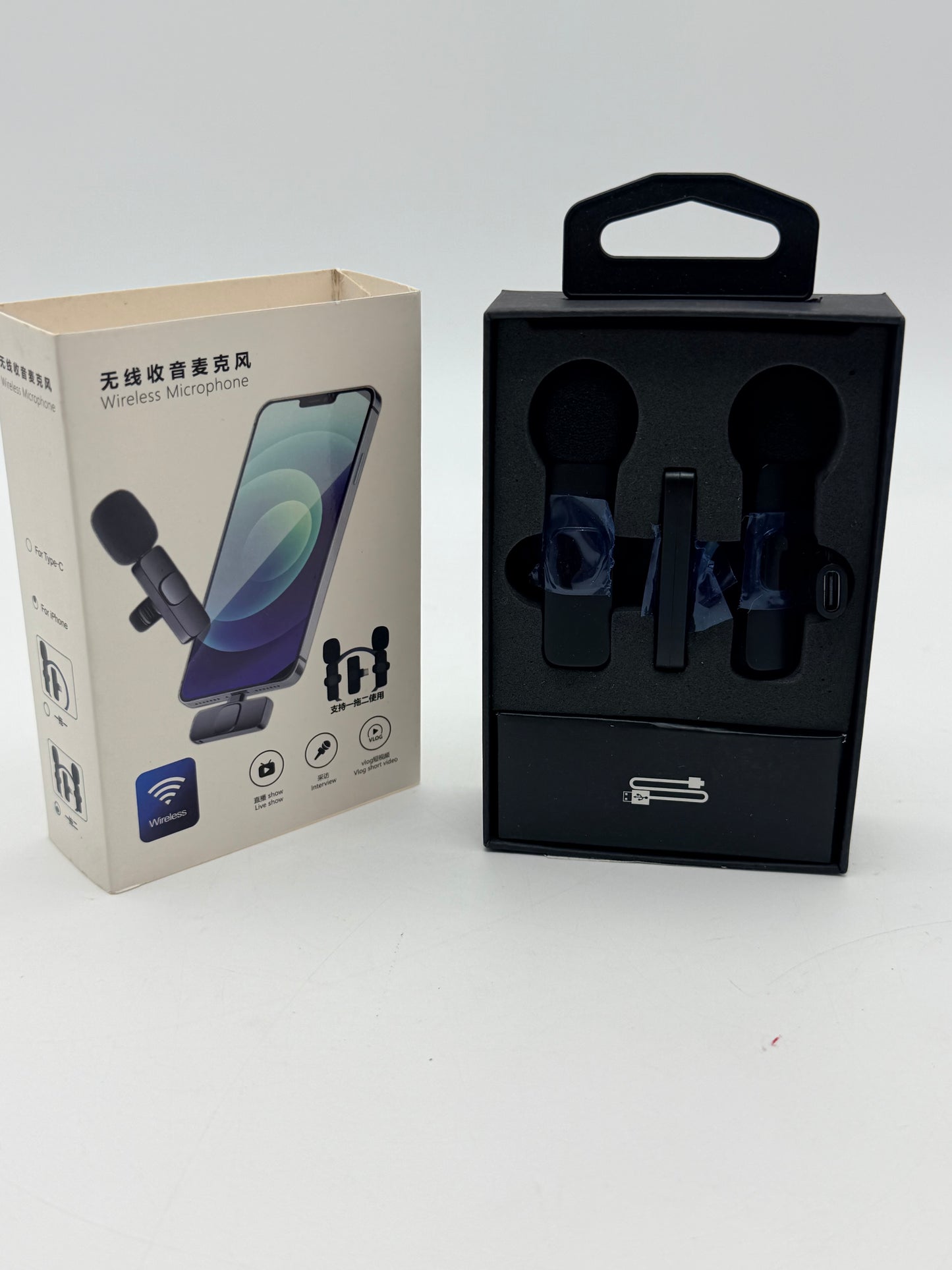 Microphones sans Fil pour Android, Microphone Bluetooth à Clipser sans Fil, Mini Microphone Cravate pour Enregistrement vidéo, Diffusion en Direct, Vlog, Youtube, TikTok (2 micros