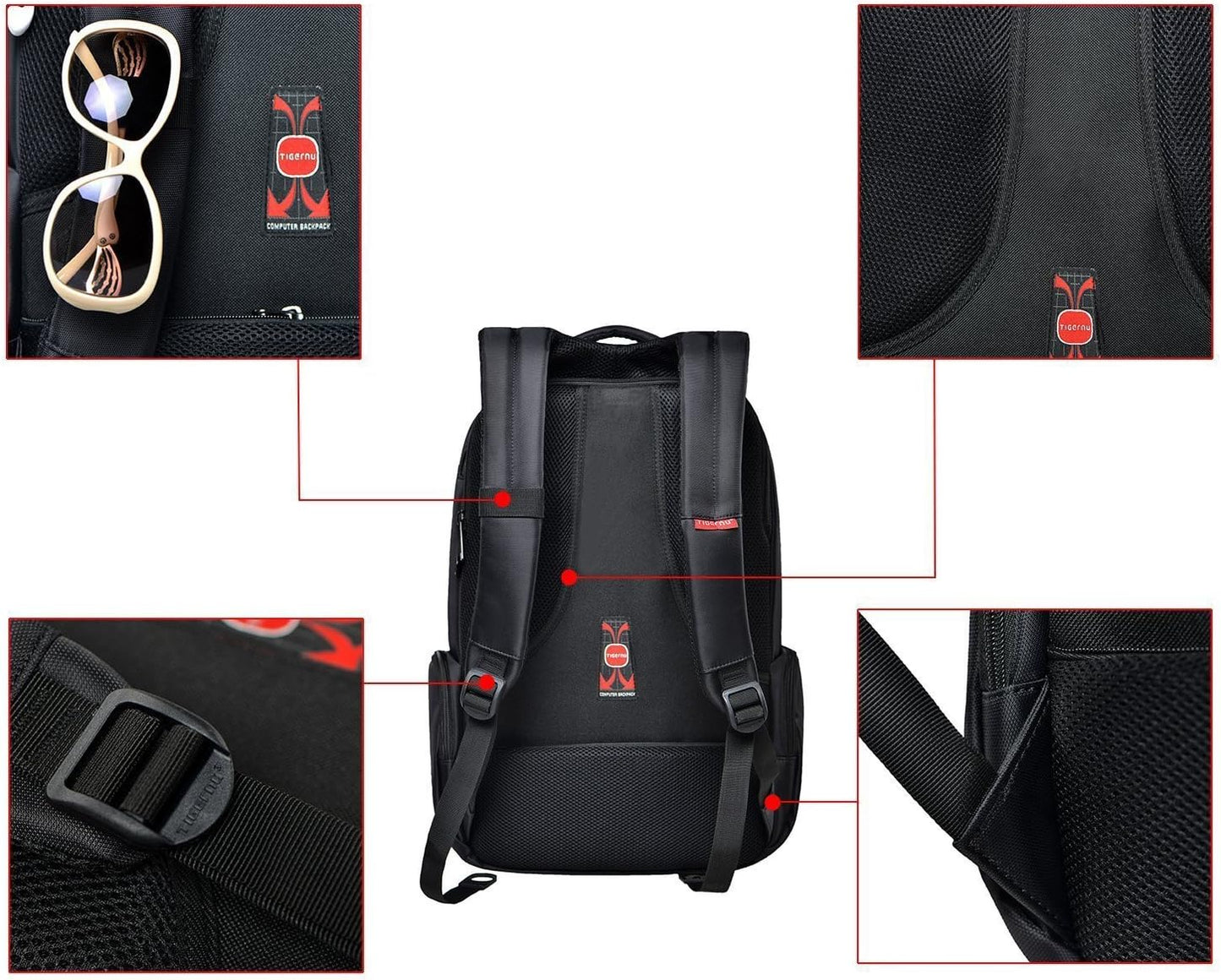 Sac à Dos Ordinateur Portable 17/15.6 Pouces Antivol pour Homme Imperméable Sac a Dos PC Portable pour Loisirs/Affaire/Scolaire Noir