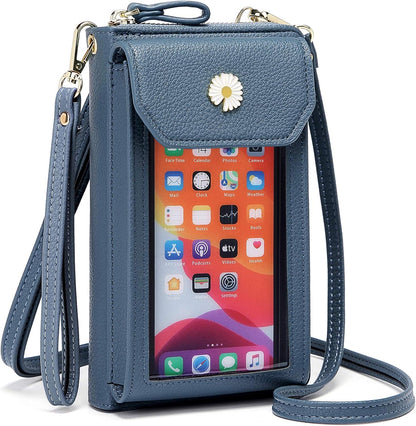 Sac à bandoulière pour téléphone portable pour femmes, sac à bandoulière en cuir pour téléphone portable Sac à bandoulière Petit portefeuille Portefeuille avec fentes pour cartes Réglable Sangle d'épaule amovible pour iPhone 12/ Huawei