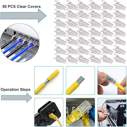 Pince à sertir RJ45, outils de réseau professionnels, entretien de l'ordinateur, kit LAN testeur de connexion, connecteurs RJ11/RJ12 réguliers et passants (Bleu)