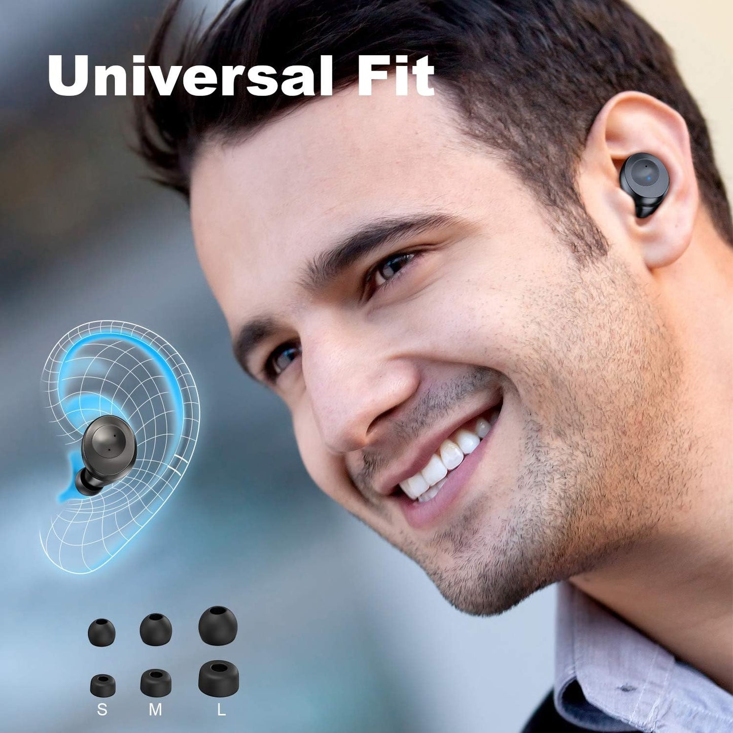 ELECDER D10 True Ecouteurs sans Fil Bluetooth 5.0 Casque sans Fil avec Microphone, Casque de Sport avec étui de Chargement pour Entraînement, Course, Support pour Smartphones Android/iPhone (Noir)