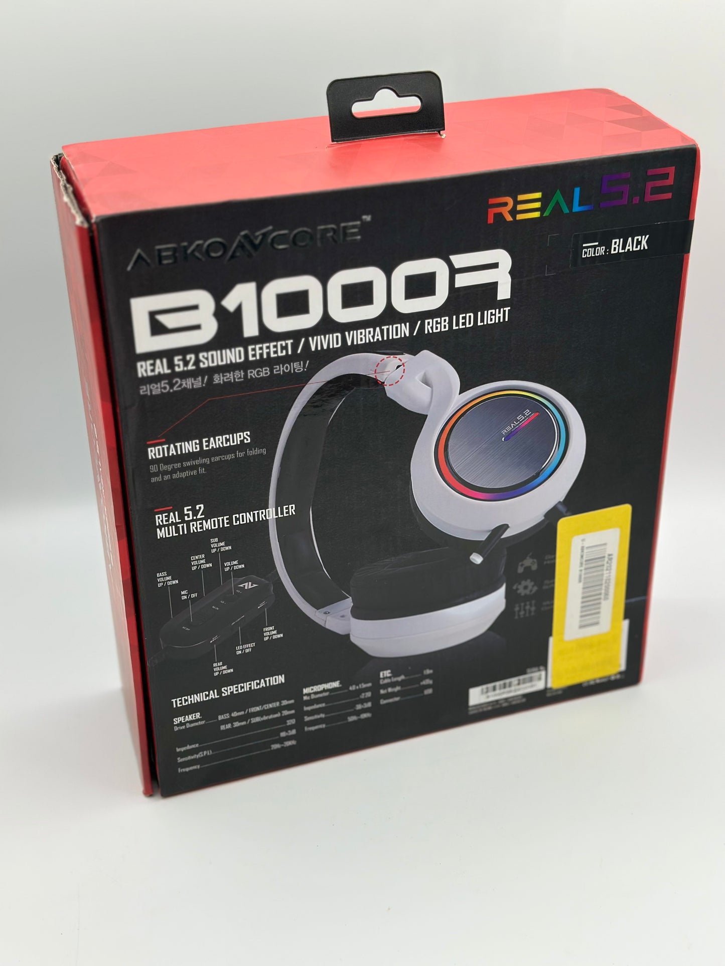 Abkoncore B1000R Real 5.2 Noir
Casque-Micro Pour Gamer Circum-Aural Fermés- Son Surround 5.2 - Micro Retractable - Générateur De Vibrations - Retro-Éclairage RGB - USB/PC