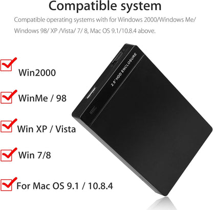 Linkstyle Boîtier de Disque Dur, 7.5mm 2.5 Pouces SATA HDD/SSD vers USB 3.0 Adaptateur boîtier de Disque Dur Externe pour Windows 2000 / Windows Me/Windows 98 / XP/Vista / 7/8