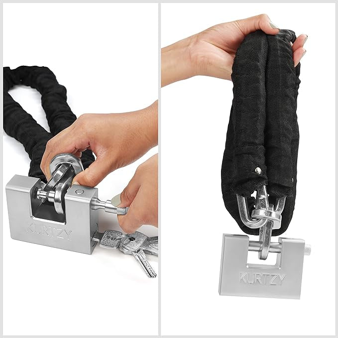 Cadenas robuste de 1 kg avec 5 clés – Serrure monobloc en acier massif trempé