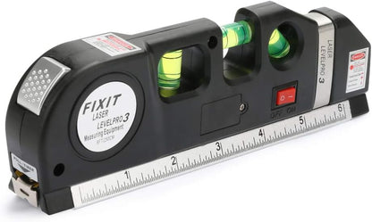 Niveau laser multifonctions, niveaux Intbase 3 Modes laser avec règle de mesure double face et ruban à mesurer 8 m / 2,5 m Niveau à bulle à 45 degrés Outil de mesure DIY (batterie incluse)