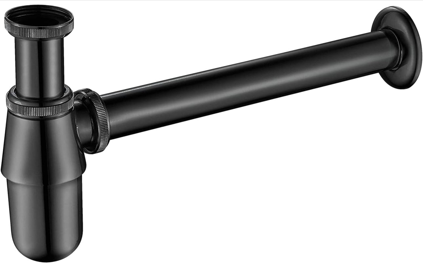 Ibergrif M20505B, Siphon de Lavabo en Métal, Siphon à Tube 1-1/4"x32mm, Tube Siphon de Lavabo en Acier Inoxydable Anti Odeur pour Evier Cuisine, Hauteur Réglable, Givré, Noir