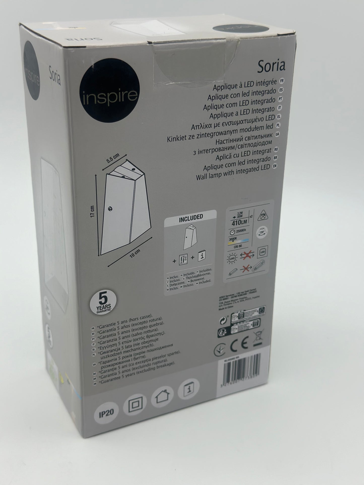 Applique LED, acier, noir, Soria, 3000K, INSPIRE neuves plusieurs sont disponible blanc et ou noir