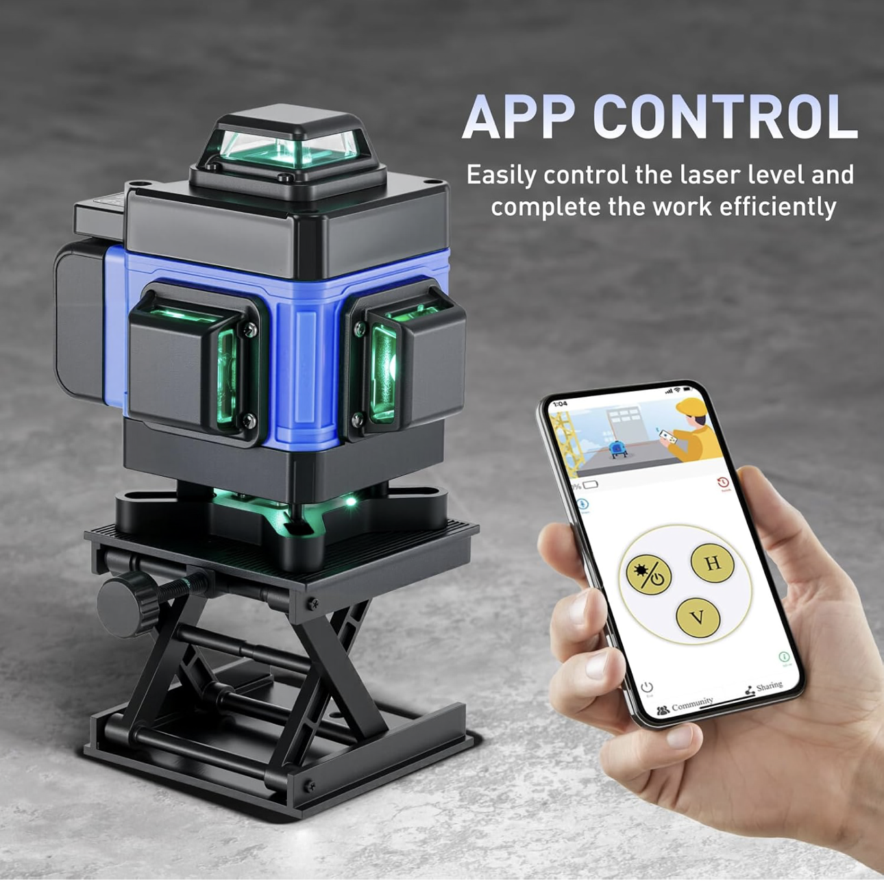Niveau Laser 360°,Laser Chantier Autonivelant 4d 16 Lignes,Mode Impulsion,avec 2 Piles,Télécommande,Base en Aluminium et Trépied,Étanchéité IP54,pour Construction et Accrochage de tableaux