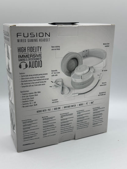 PowerA Fusion Casque Gamer Filaire avec Microphone Amovible - Compatible avec PlayStation 4, Xbox (One, One X, One S, 360), Nintendo Switch, Mac PC, Android , iOS - Blanc