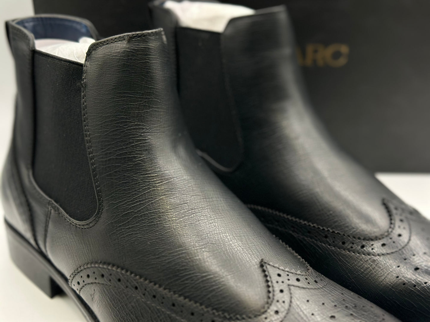 Bruno Marc Men Chelsea Boots Brogue en cuir Bottes de cheville Bottes Slip Boots