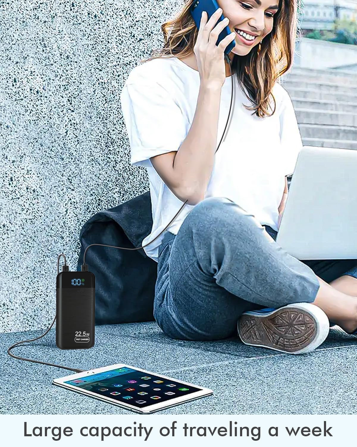 Power Bank 27,000mAh Recharge Rapide Batterie externe 3A USB C  flambant neuf