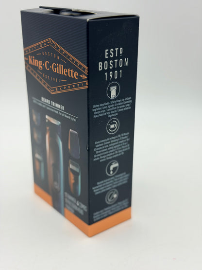 Gillette King C Tondeuse Electrique Pour Hommes, Sans Fil Avec Lames Affûtées Inusables, Tête Lavable, Coffret Avec 4 Sabots Différents Pour Rasage De La Barbe De 3 Jours, Courte, Moyenne Et Longue
