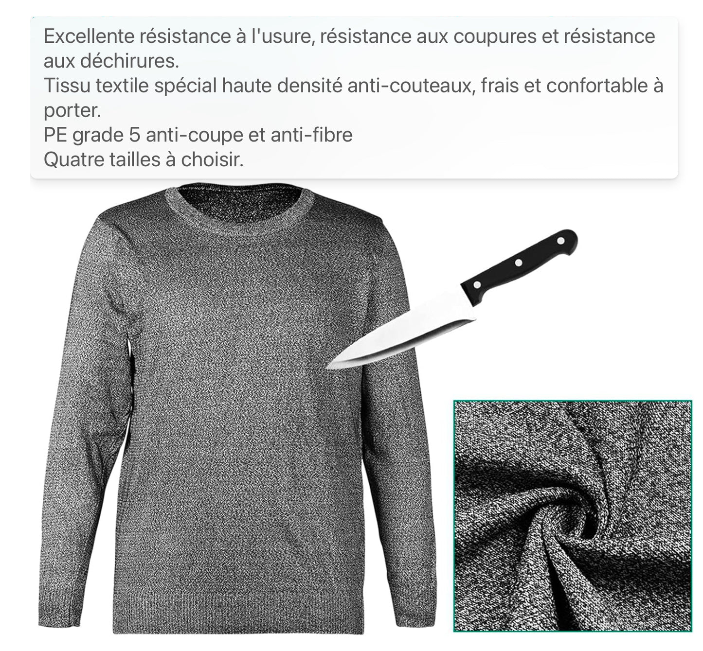 Chemise Résistante Aux Coupures, Chemise Anti-Coupure, Chemise Résistante Aux Coupures, Chemise À Manches Longues Résistante Aux Coupures, Protection De Sécurité De Niveau 5, Pour La Coupe Et La Manipulation Du Verre (L)
