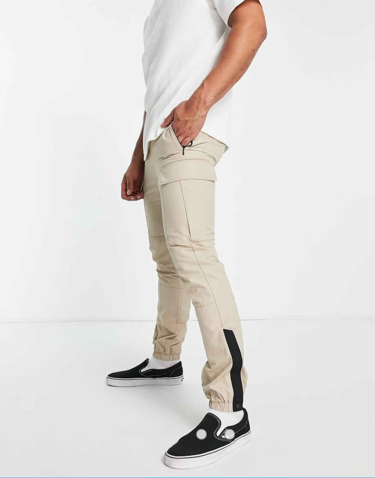 Topman - Pantalon cargo skinny effet coupé cousu - Taupe
