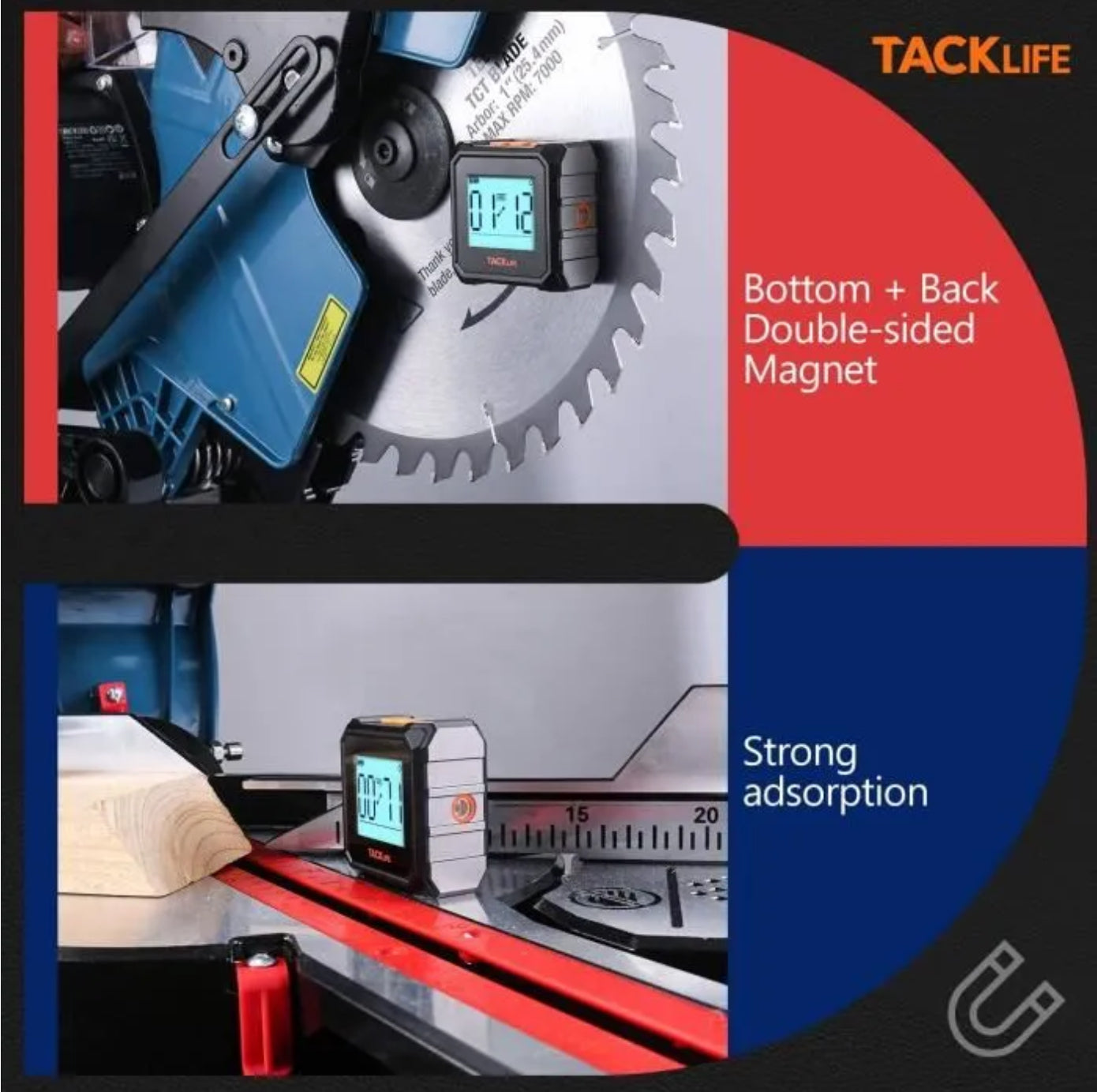 Mini inclinomètre numérique TACKLIFE MDP03 - Mesure d'angle et de pente absolue et relative
